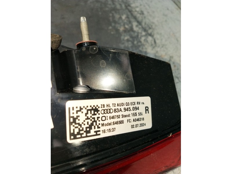 Recambio de piloto trasero derecho interior para audi q3 (f3b) 35 tdi referencia OEM IAM 83A945094 646752 24