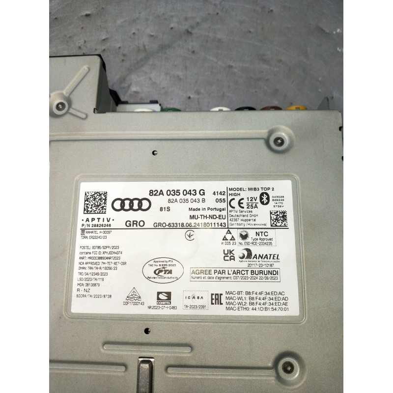 Recambio de sistema audio / radio cd para audi q3 (f3b) 35 tdi referencia OEM IAM 82A035043G 82A035043B 28826246 24