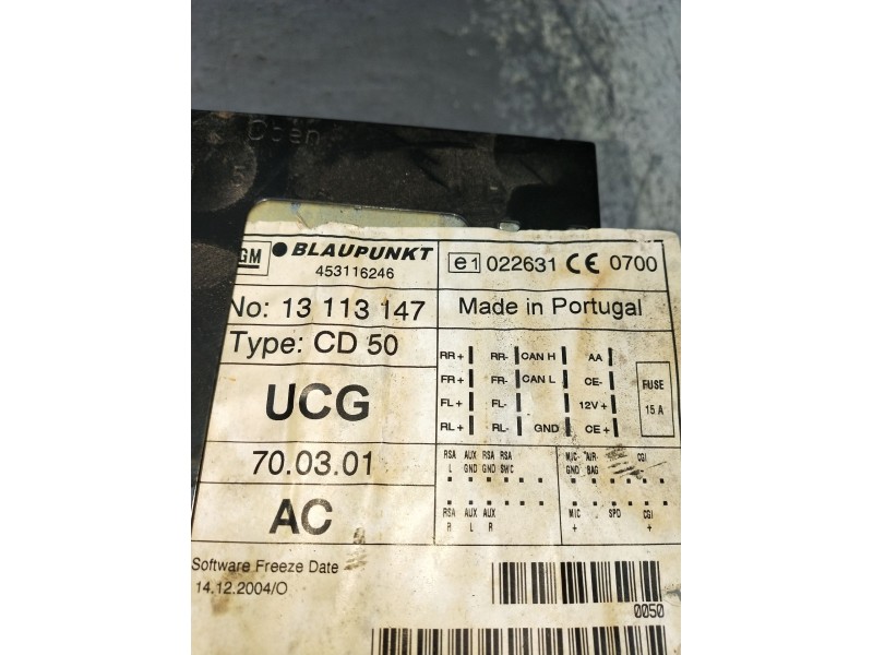 Recambio de sistema audio / radio cd para opel vectra c station wagon (z02) 1.9 cdti (f35) referencia OEM IAM 453116246 022631 1