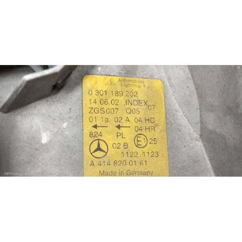 Recambio de faro derecho para mercedes vaneo (w414) furgoneta compacta 1.7 cdi vaneo (414.700) referencia OEM IAM A4148200161 03