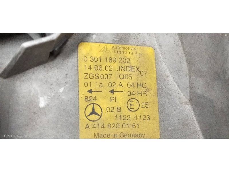 Recambio de faro derecho para mercedes vaneo (w414) furgoneta compacta 1.7 cdi vaneo (414.700) referencia OEM IAM A4148200161 03