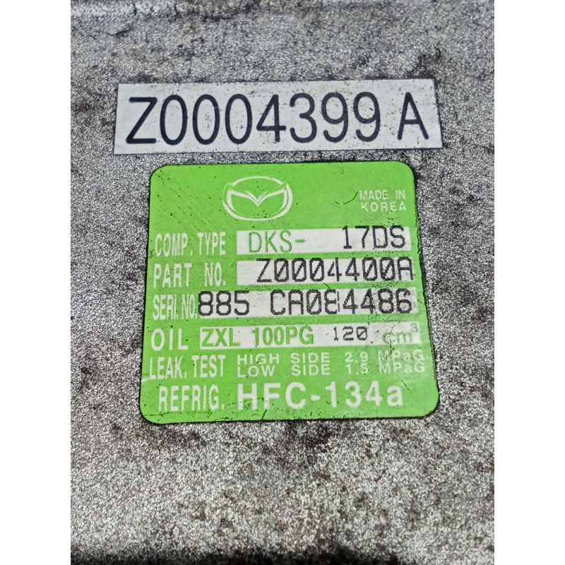 Recambio de compresor aire acondicionado para mazda 6 hatchback (gh) 1.8 mzr referencia OEM IAM Z0004400A DKS17DS 07