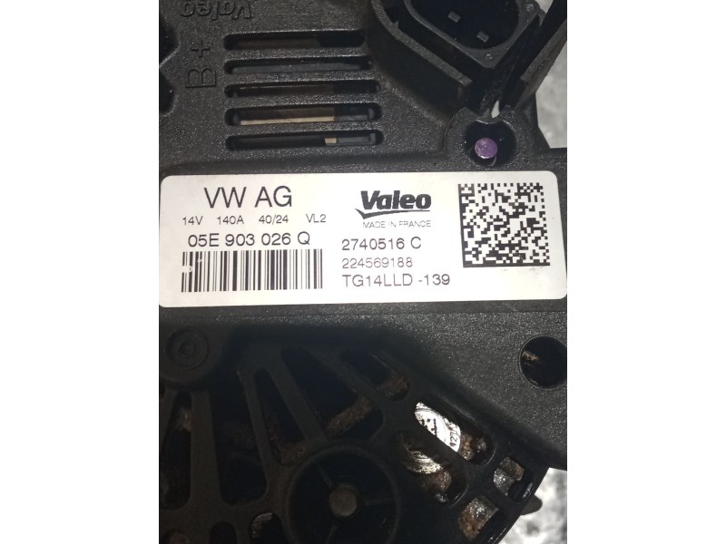 Recambio de alternador para audi a1 sportback (gba) 25 tfsi referencia OEM IAM 05E903026Q 140A 20