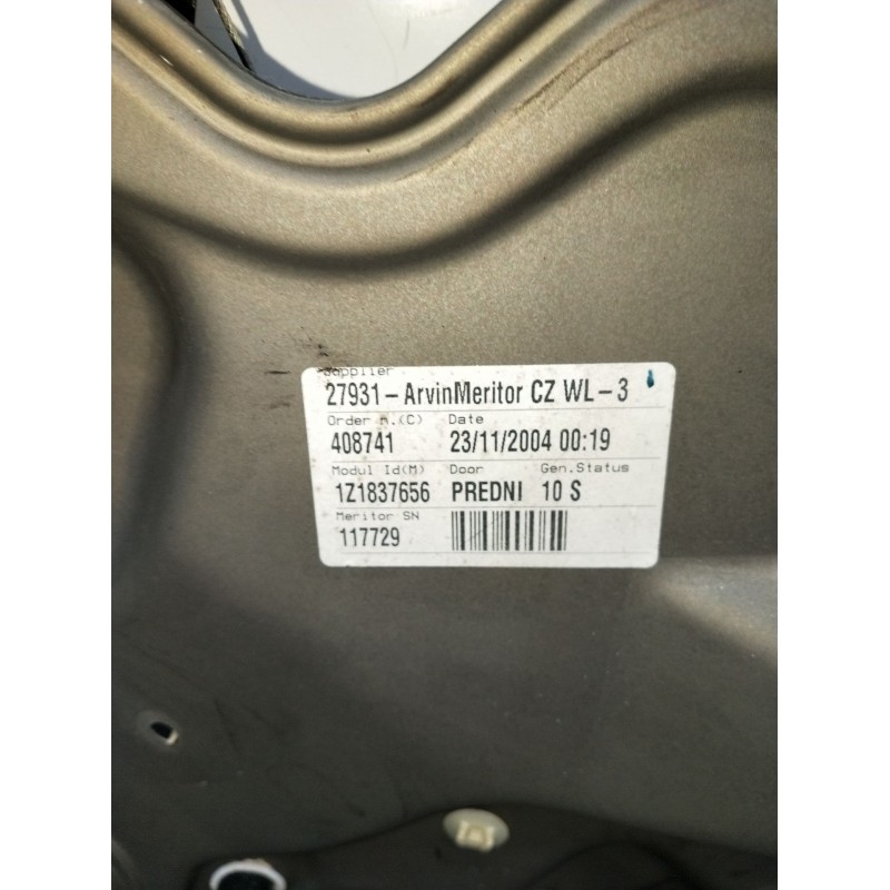 Recambio de elevalunas delantero derecho para skoda octavia ii (1z3) 1.9 tdi referencia OEM IAM 1Z1837656 408741 117729 2004 5P