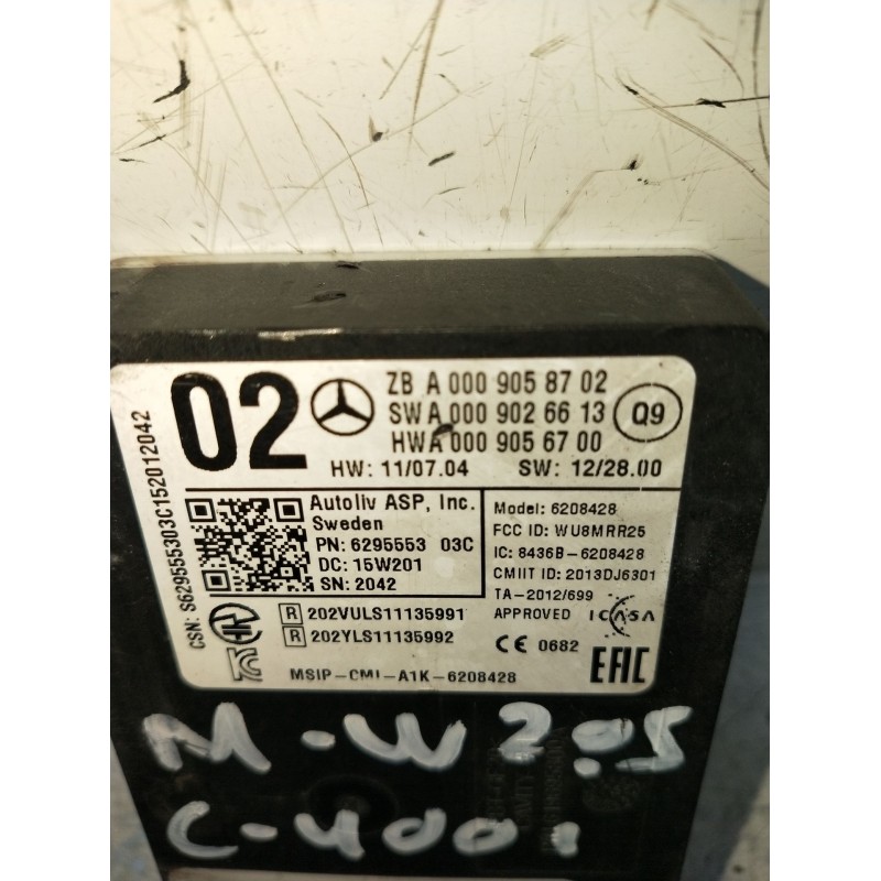 Recambio de modulo electronico para mercedes-benz clase c (w205) c 400 4-matic (205.066) referencia OEM IAM A0009058702 A0009026