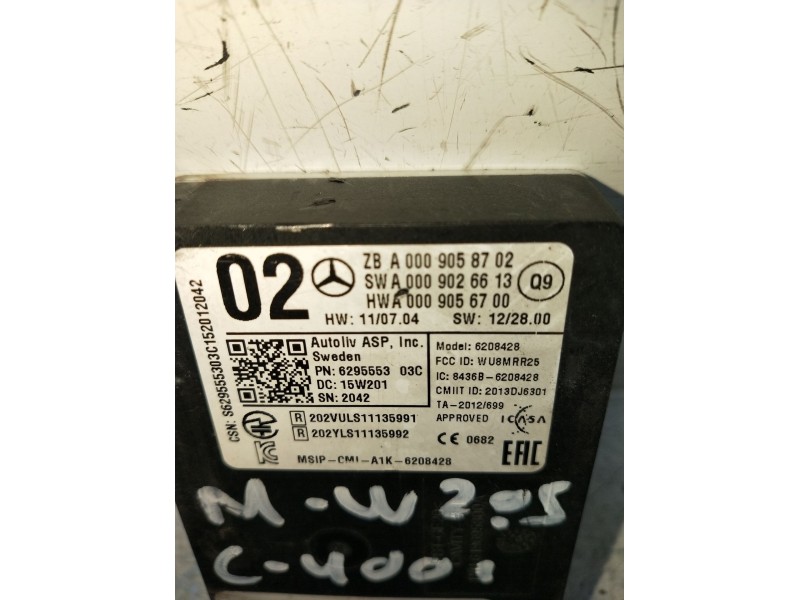 Recambio de modulo electronico para mercedes-benz clase c (w205) c 400 4-matic (205.066) referencia OEM IAM A0009058702 A0009026
