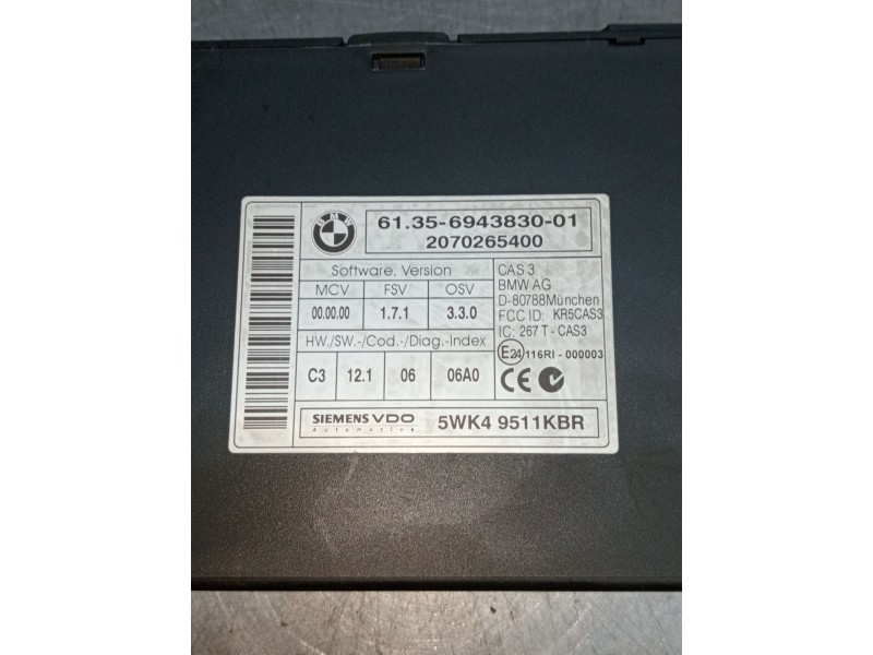 Recambio de modulo electronico para bmw 1 (e87) 116 i referencia OEM IAM 5WK49511KBR 6135694383001 2070265400 07