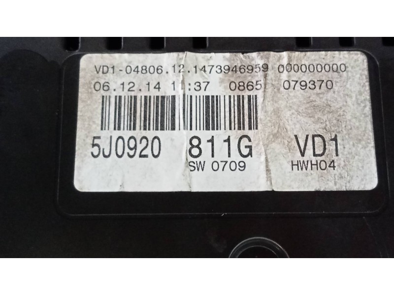 Recambio de cuadro instrumentos para skoda fabia (5j2 ) urban referencia OEM IAM 5J0920811G  