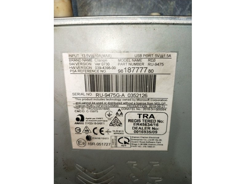 Recambio de sistema audio / radio cd para opel vivaro c furgoneta (k0) 2.0 referencia OEM IAM 9818777780 RU9475GA0352126 2019