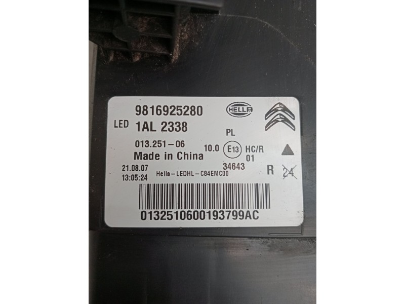 Recambio de faro derecho para citroën c5 aircross (ac_, aj_, ar_, a4_) 1.5 bluehdi 130 (acyhzj, acyhzr) referencia OEM IAM 98169