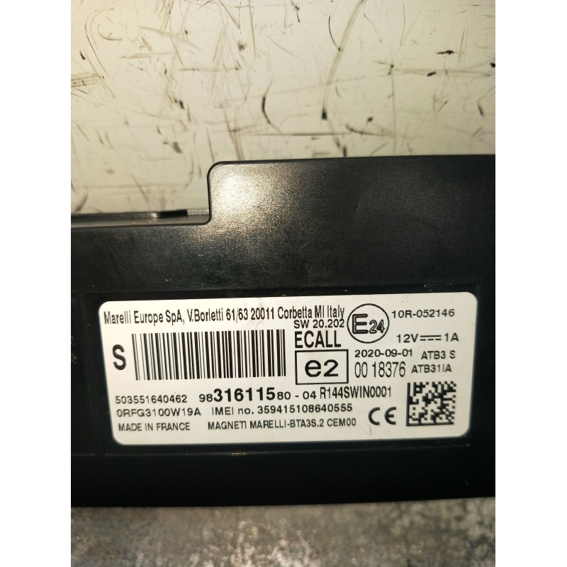 Recambio de modulo electronico para peugeot 3008 ii suv (mc_, mr_, mj_, m4_) 1.5 bluehdi 130 referencia OEM IAM 9831611580 50355