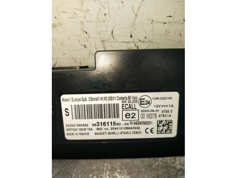 Recambio de modulo electronico para peugeot 3008 ii suv (mc_, mr_, mj_, m4_) 1.5 bluehdi 130 referencia OEM IAM 9831611580 50355