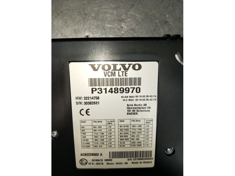 Recambio de modulo electronico para volvo xc40 (536) d4 awd referencia OEM IAM P31489970 AC92228502A 32214758 30382631
