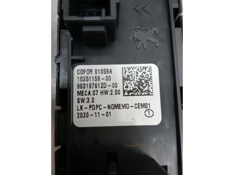 Recambio de mando elevalunas delantero izquierdo para citroën c5 aircross (ac_, aj_, ar_, a4_) 1.5 bluehdi 130 (acyhzj, acyhzr) 