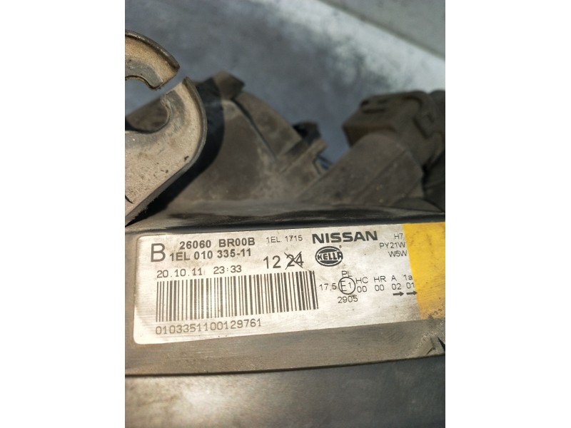 Recambio de faro izquierdo para nissan qashqai i (j10, nj10) 1.5 dci referencia OEM IAM 1EL01033511 26060BR00B 2007