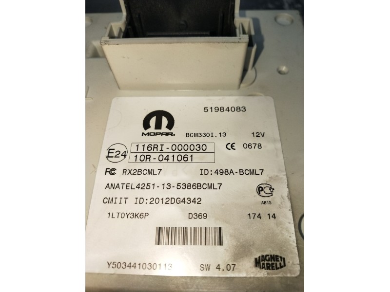 Recambio de caja reles / fusibles para fiat 500 l (330) referencia OEM IAM 51984083 BCM330I13 2012 498ABCML7