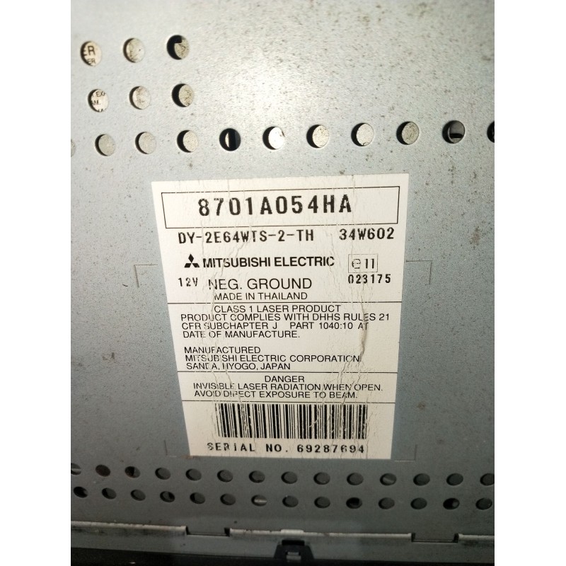 Recambio de sistema audio / radio cd para mitsubishi l200 / triton (ka_t, kb_t) 2.5 di-d 4wd (kb4t) referencia OEM IAM 8701A054H