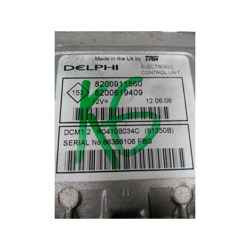 Recambio de centralita motor uce para nissan micra (k12e) 1.5 dci turbodiesel cat referencia OEM IAM R0410B034C 8200911560 82006