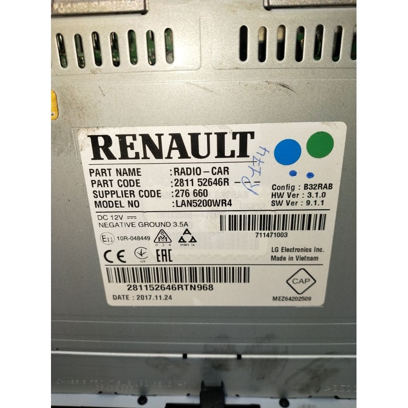 Recambio de pantalla multifuncion para dacia sandero ii (b8_) 1.5 dci referencia OEM IAM 281152646R 276660 2012