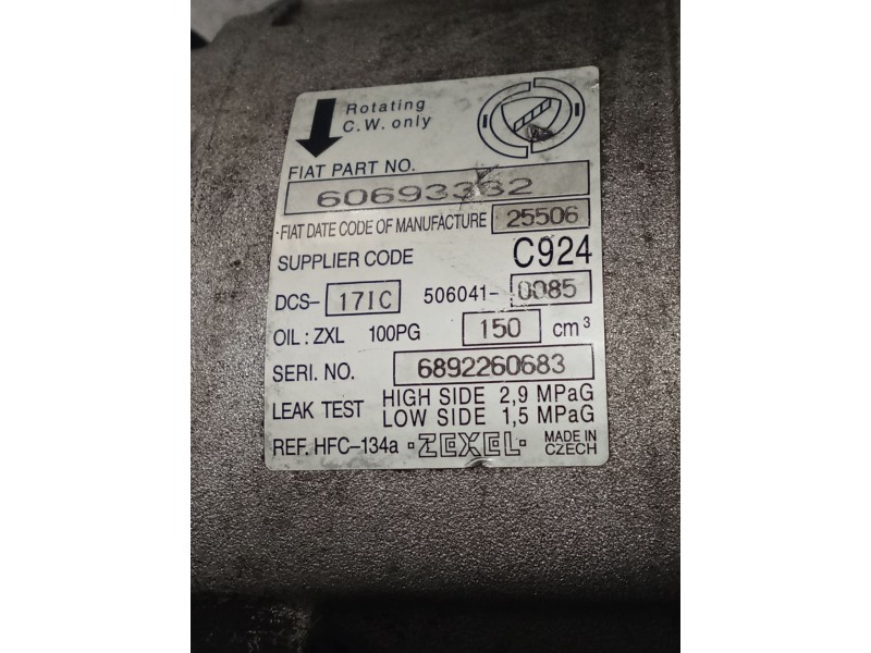 Recambio de compresor aire acondicionado para alfa romeo 159 sportwagon (939_) 2.4 jtdm (939bxd1b, 939bxd12) referencia OEM IAM 