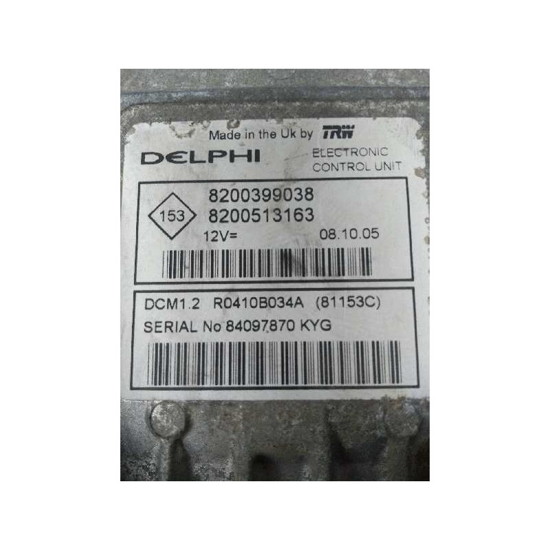 Recambio de centralita motor uce para nissan micra (k12e) 1.5 dci turbodiesel cat referencia OEM IAM R0410B034A 8200399038 82005