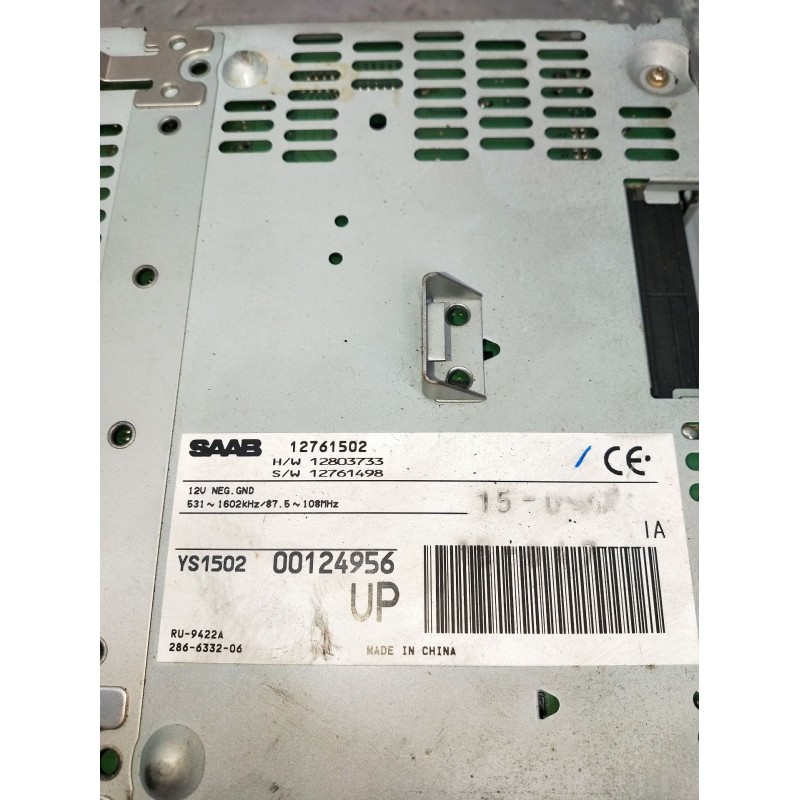 Recambio de sistema audio / radio cd para saab 9-3 station wagon (e50) 1.9 tid referencia OEM IAM 12761502 00124956 12761498 200