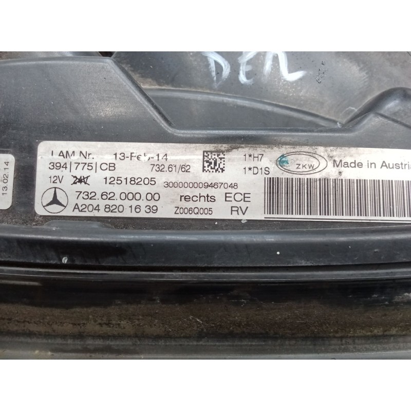 Recambio de faro derecho para mercedes-benz clase glk (x204) 220 cdi 4-matic (204.984, 204.997) referencia OEM IAM A2048201639 7