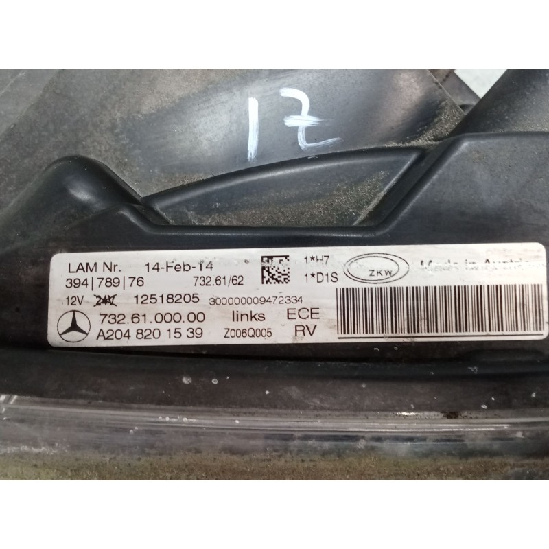 Recambio de faro izquierdo para mercedes-benz clase glk (x204) 220 cdi 4-matic (204.984, 204.997) referencia OEM IAM A2048201539
