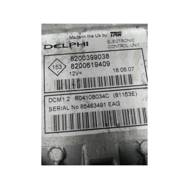 Recambio de centralita motor uce para nissan micra (k12e) 1.5 dci turbodiesel cat referencia OEM IAM R0410B034C 8200399038 82006 Recambio de centralita motor uce para nissan micra (k12e) 1.5 dci turbodiesel cat referencia OEM IAM R0410B034C 8200399038 82006