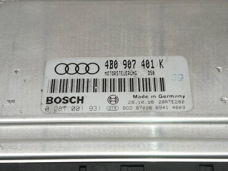 Recambio de centralita motor uce para audi a6 berlina (4b2) 2.5 tdi referencia OEM IAM 0281001931 4B0907401K 