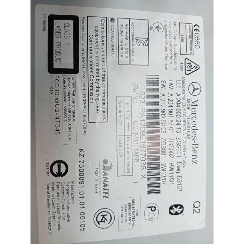 Recambio de sistema audio / radio cd para mercedes-benz clase glk (x204) 220 cdi 4-matic (204.984, 204.997) referencia OEM IAM A