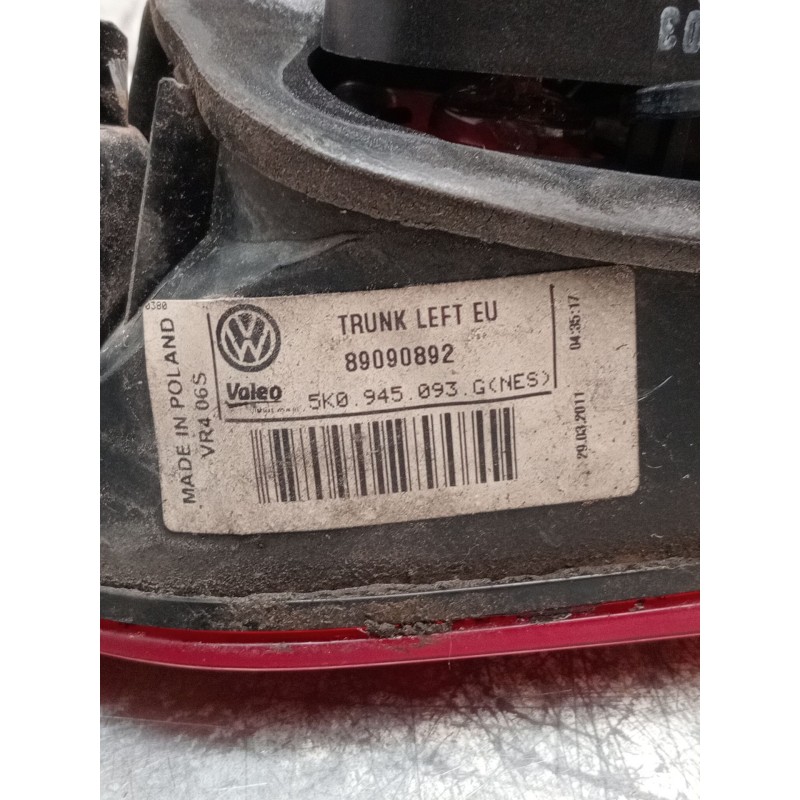 Recambio de piloto trasero izquierdo interior para volkswagen golf vi (5k1) 1.6 tdi referencia OEM IAM 5K0945093G 89090892 2009