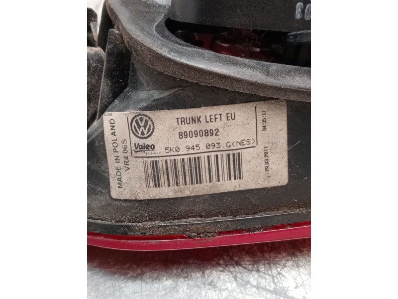 Recambio de piloto trasero izquierdo interior para volkswagen golf vi (5k1) 1.6 tdi referencia OEM IAM 5K0945093G 89090892 2009