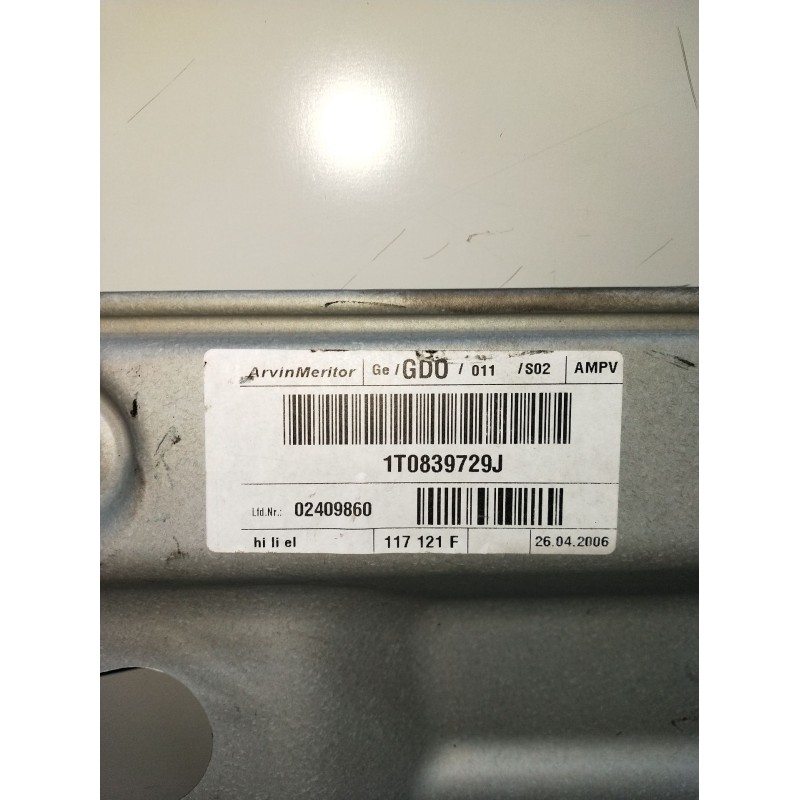 Recambio de elevalunas trasero izquierdo para volkswagen touran (1t1, 1t2) 2.0 tdi 16v referencia OEM IAM 1T0839729J 5P 2003