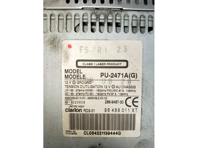 Recambio de sistema audio / radio cd para peugeot 206 hatchback (2a/c) 1.4 i referencia OEM IAM 96488011XT 286948730 2003