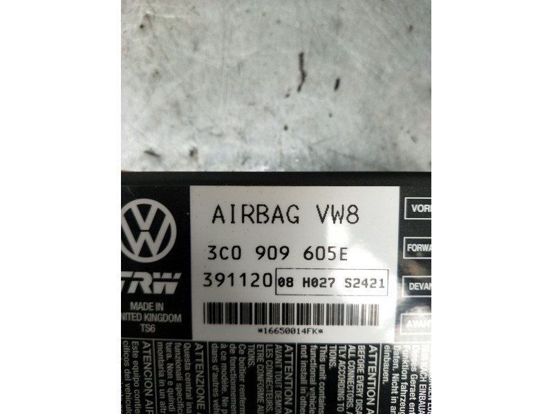 Recambio de centralita airbag para seat leon (1p1) 2.0 tdi 16v referencia OEM IAM 3C0909605E 391120 08H027S2421 2005