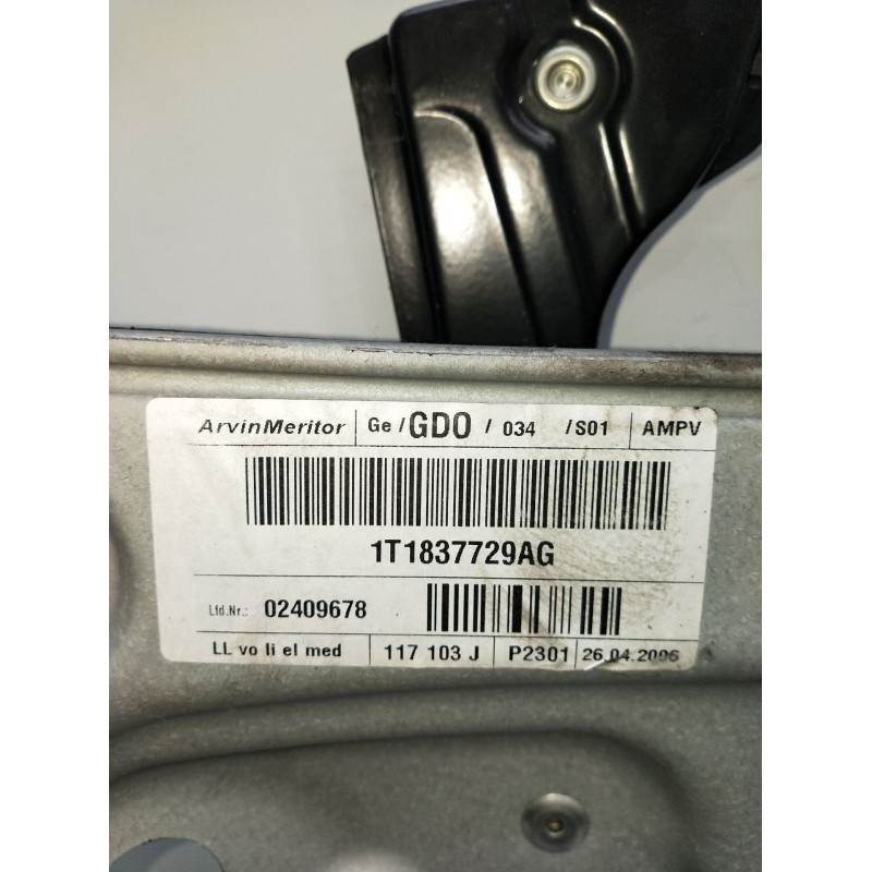 Recambio de elevalunas delantero izquierdo para volkswagen touran (1t1, 1t2) 2.0 tdi 16v referencia OEM IAM 1T1837729AG 5P 2003