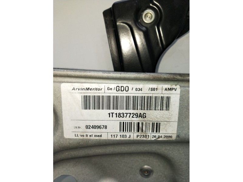 Recambio de elevalunas delantero izquierdo para volkswagen touran (1t1, 1t2) 2.0 tdi 16v referencia OEM IAM 1T1837729AG 5P 2003