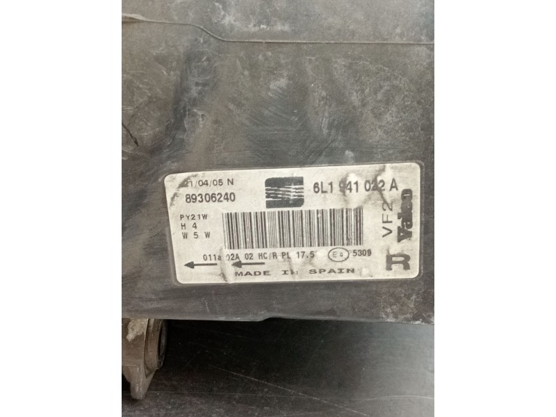 Recambio de faro derecho para seat cordoba (6l2) 1.4 tdi referencia OEM IAM 6L1941022A 89306240 2002