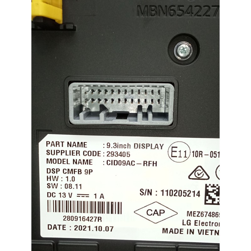 Recambio de pantalla multifuncion para renault arkana i (lcm_, ldn_) 1.6 e-tech 145 (ldmu) referencia OEM IAM 280916427R MZZ6748