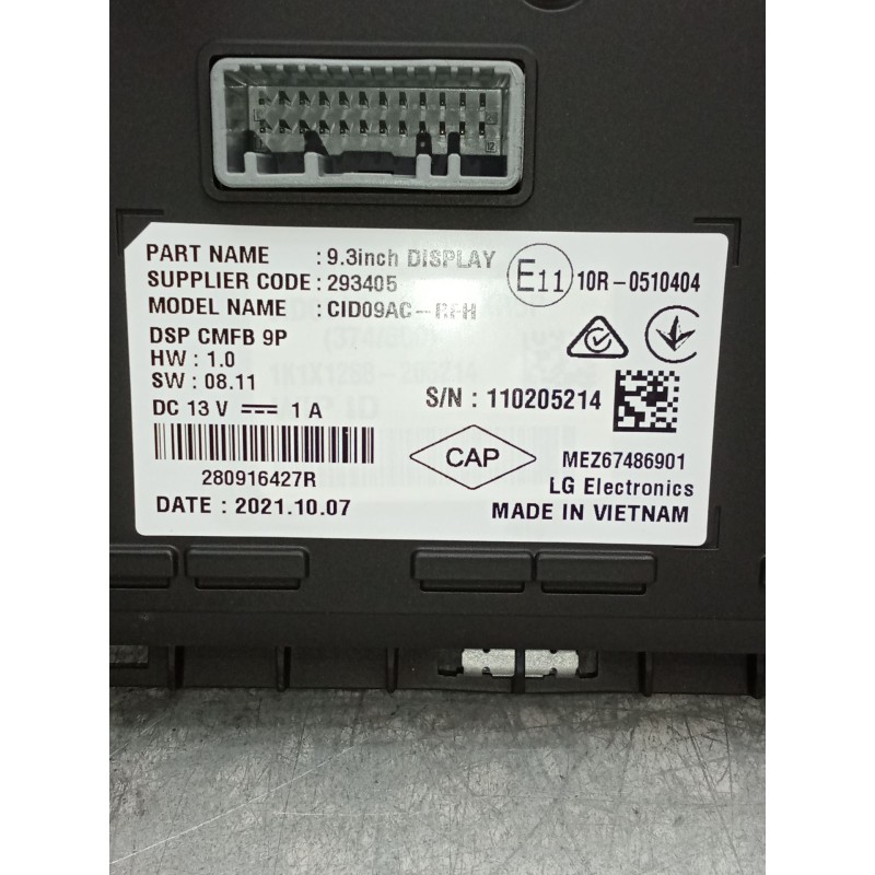 Recambio de pantalla multifuncion para renault arkana i (lcm_, ldn_) 1.6 e-tech 145 (ldmu) referencia OEM IAM 280916427R MZZ6748