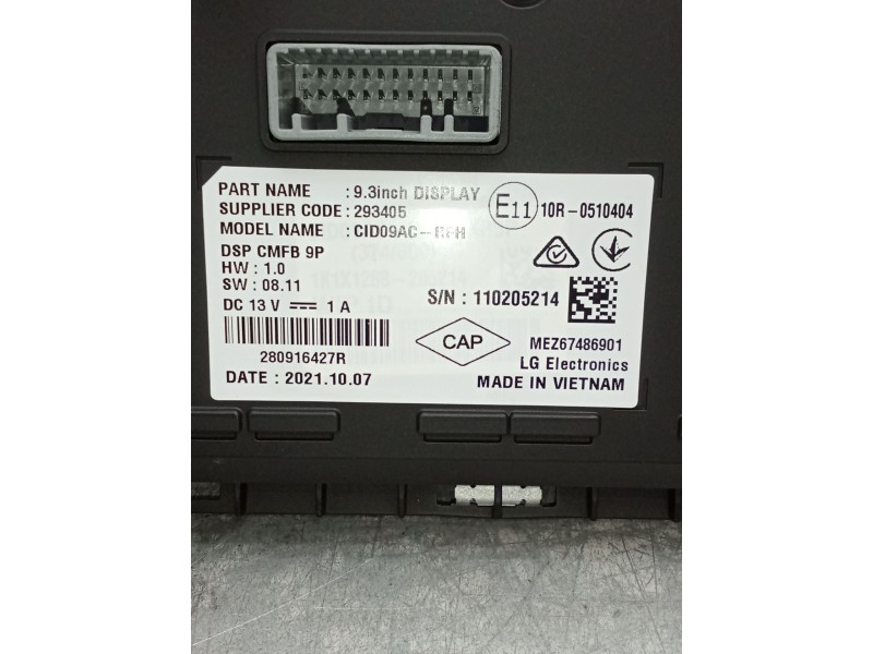 Recambio de pantalla multifuncion para renault arkana i (lcm_, ldn_) 1.6 e-tech 145 (ldmu) referencia OEM IAM 280916427R MZZ6748