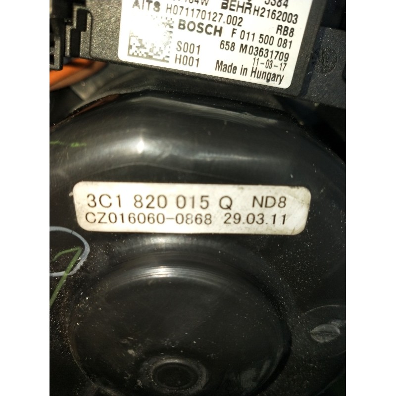 Recambio de motor calefaccion para volkswagen golf vi (5k1) 1.6 tdi referencia OEM IAM 3C1820015Q 3C0907521F F011500081 2009