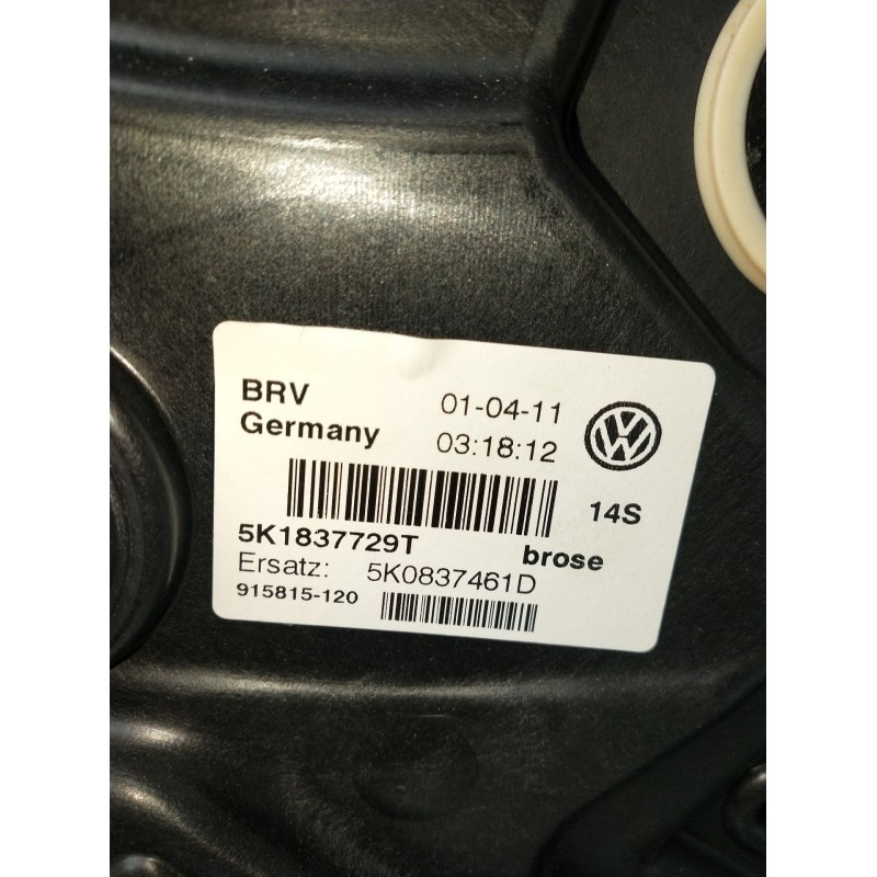 Recambio de elevalunas delantero izquierdo para volkswagen golf vi (5k1) 1.6 tdi referencia OEM IAM 5K1837729T 5P 5K0837461D 200