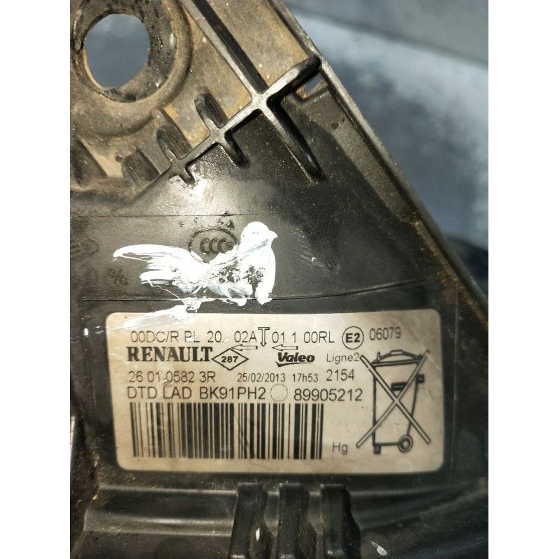 Recambio de faro derecho para renault laguna iii (bt0/1) 1.5 dci (bt00, bt0a, bt0t, bt1j) referencia OEM IAM 260105823R 89905212