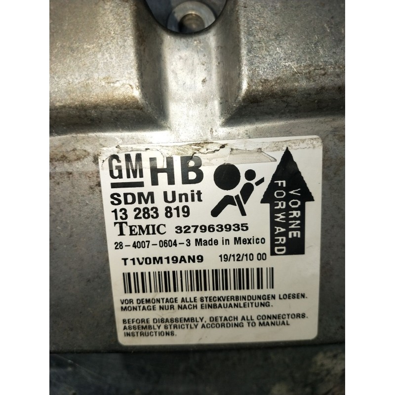 Recambio de centralita airbag para opel corsa d color edition referencia OEM IAM 13283819 327963935 T1V0M19AN9 2011