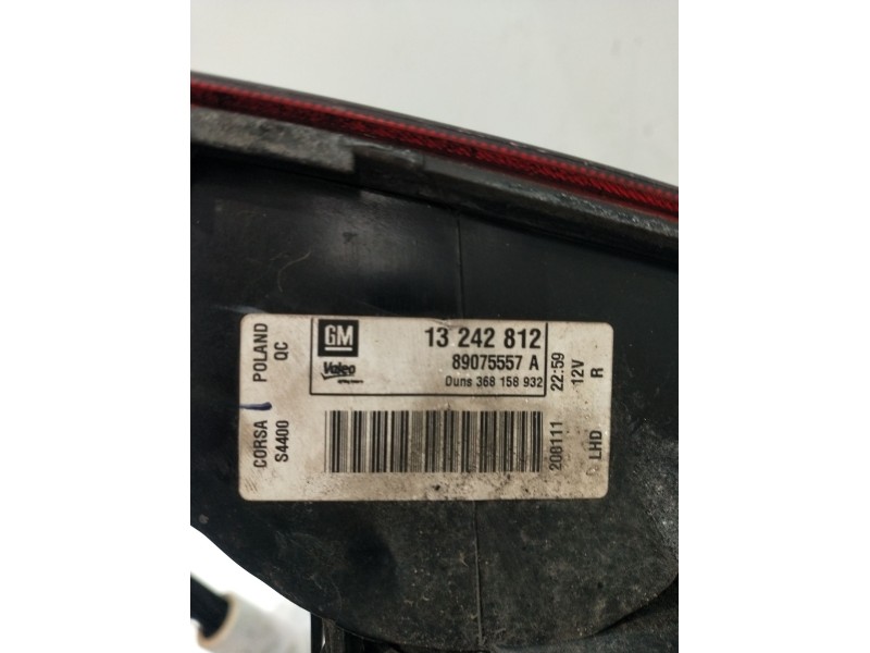 Recambio de piloto trasero derecho para opel corsa d color edition referencia OEM IAM 13242812 89075557A 2011