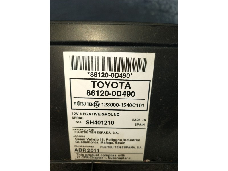 Recambio de sistema audio / radio cd para toyota yaris (_p9_) 1.0 vvt-i (ksp90_) referencia OEM IAM 861200D490 1230001540C101 SH