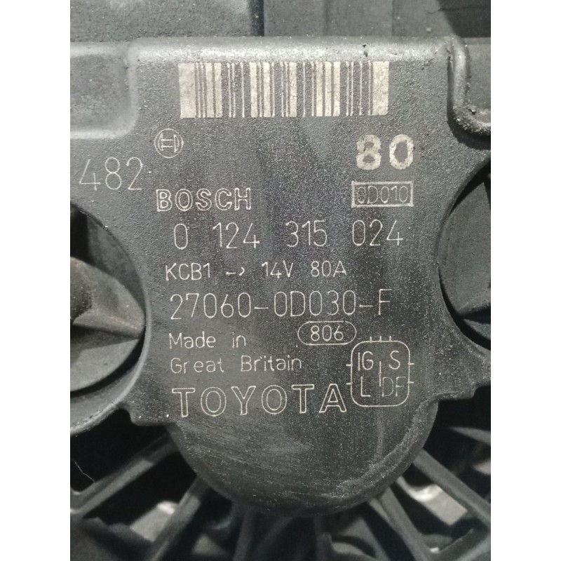 Recambio de alternador para toyota corolla (_e12_) 1.6 vvt-i (zze121_) referencia OEM IAM 0124315024 270600D030F 02