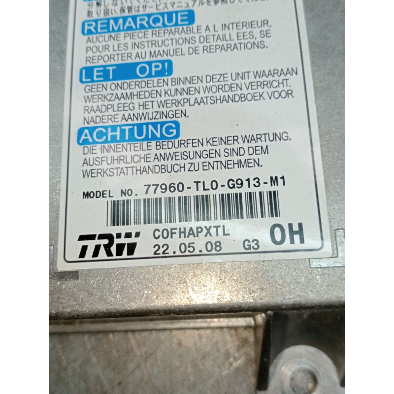 Recambio de centralita airbag para honda accord viii (cu) 2.2 i-dtec (cu3) referencia OEM IAM 77960TL0G913M1  